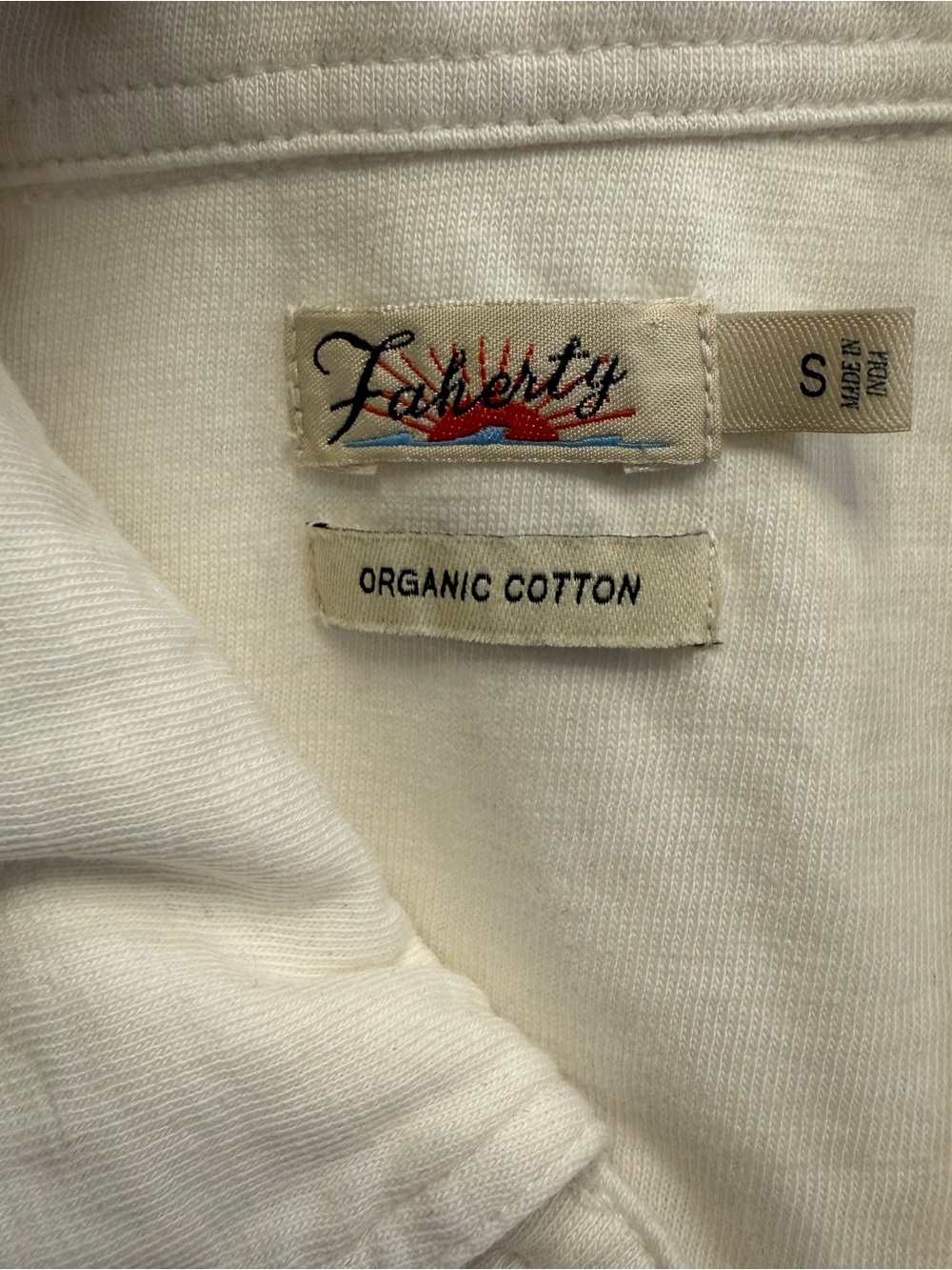 Faherty Sunwashed Knit Shirt White Organic Cotton Small - Picture 3 of 12